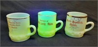 (3) Heisey Maine Souvenir 3.25" Mugs**