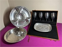 Wilton Chip & Dip, Mexico Silver Plate Goblets