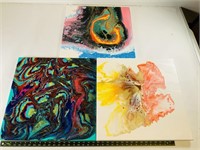 3pcs large abstract paintings