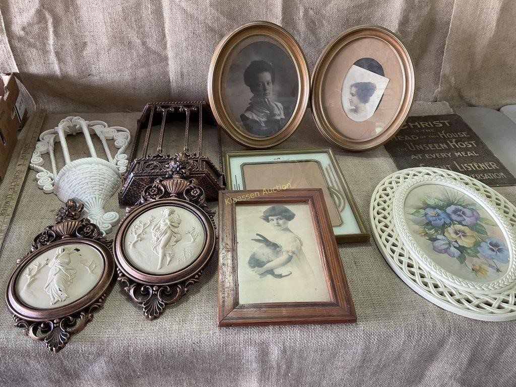 Vintage frames and wall hanging decor