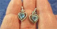 sterling blue topaz heart dangle earrings