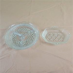 Anchor Hocking Wexford Relish Dish & Bubble Glass