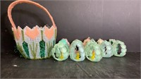 Small Easter Basket w/ 13 Plastic Eggs