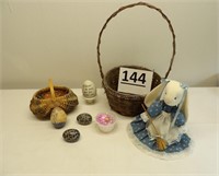 Baskets, Eggs & Cloth Rabbit