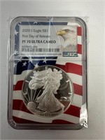 2020 S Eagle Silver Coin PF 70 Ultra Cameo NGC