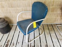 Blue clamshell chair