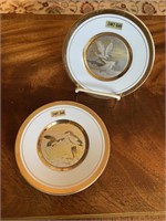 Pair of The Art of Chokin, 24K Gold Trim Plates