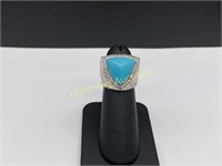 STERLING SILVER TRILLION CUT TURQUOISE RING