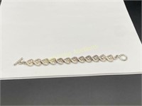 STERLING SILVER HEART LINK BRACELET