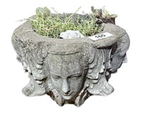 Cast Concrete Figural Lady Head Garden Planter