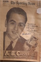 1949 Signed Sporting News By Lou Boudreau Cig AD