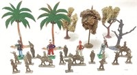 ASSORTED VTG. MINIATURE TOY SOLDIERS & TREES