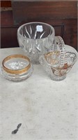 Gorham Vase, Lead Crystal Basket, Glass Bowl