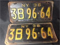 1936 NY License Plate Set
