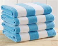 LARGE BEACH TOWEL SET OF 4 (BLUE & WHITE) $55