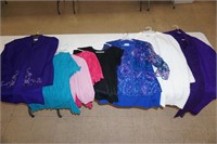 Clothing Lot: 2 Long Sweaters, 5 Tops, 1 Jacket