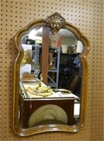 Shell Crowned Wooden Framed Mirror.