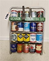 Quaker State Motor Oil Display w/ Asst Oil Cans