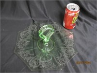 Green Etched Depression Glass Glows