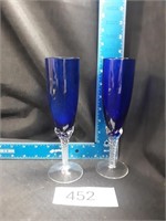 Cobalt Blue Crystal Stemmed Wine Glasses