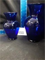 2 Cobalt Blue Vases