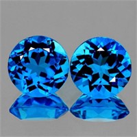 Natural  AAA Swiss Blue Topaz Pair 10.00 MM - Flaw