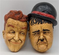 (ZA) Laurel and Hardy plaster wall hangings (9"