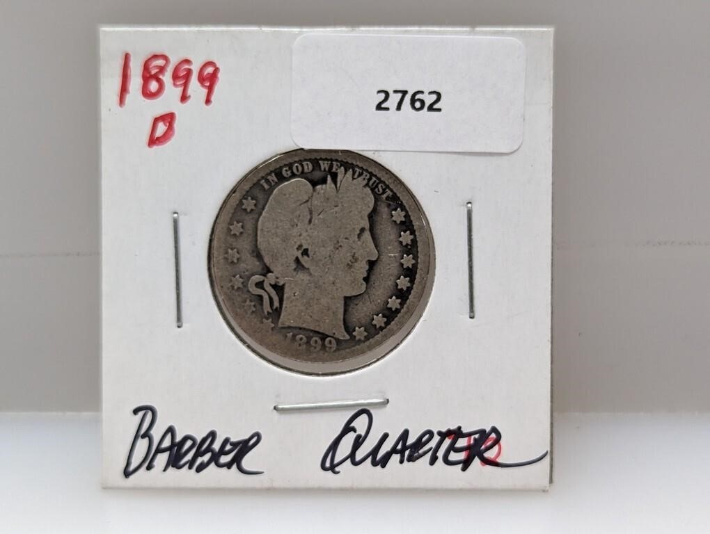 1899-O 90% Silver Barber Quarter