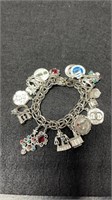 Vintage Sterling Silver Charm Bracelet With 20 Cha