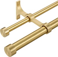 Lwiiom Double Curtain Rods, Brass, 72-144