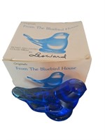 Signed and Dated Leo Ward Blue Glass Bird 1996
