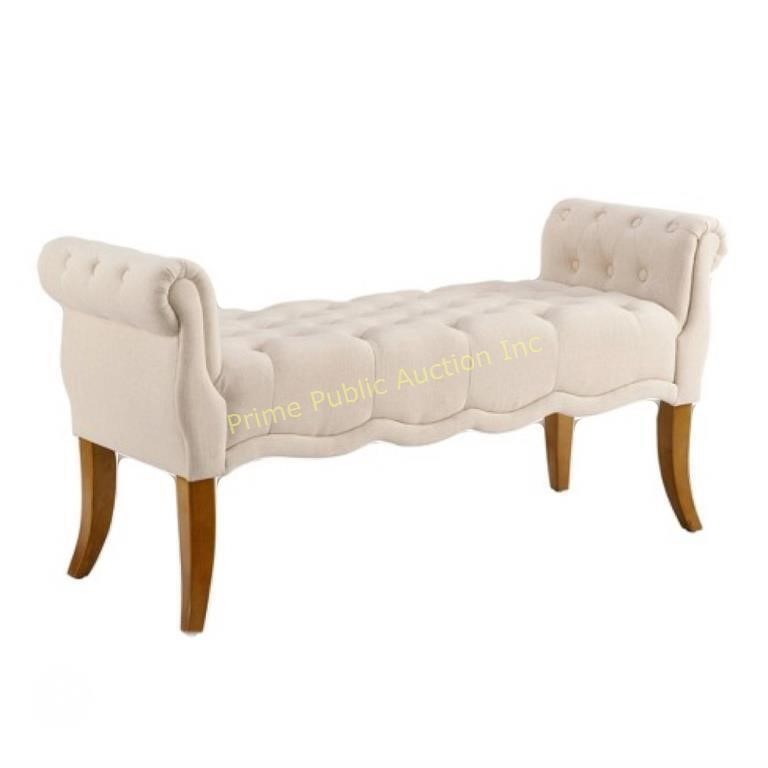 Linon $194 Retail Rolled Arm Tufted Bench Madison