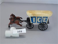 Cast Iron 2 Brown horses & ICE wagon