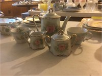 Handpainted Rose and Gold Tea Set