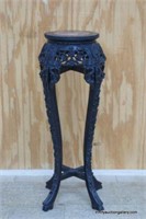 Vintage Hand Carved Marble Top Urn - Fern Stand