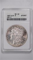 1887-S/S Morgan Silver $1 ANACS MS62