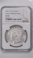 1891-CC Morgan Silver $1 NGC XF45 Top100