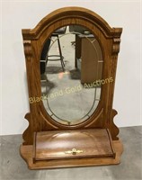 Oak Lexington Oval Dresser Mirror W/Compartment