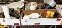 6 Boxes Asstd Glassware, Toaster, Cooking