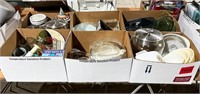 6 Boxes Kitchenware Pyrex Bowls & Misc