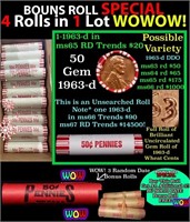 THIS AUCTION ONLY! BU Shotgun Lincoln 1c roll, 196