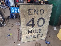 Large 40 mph sign