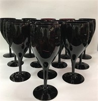 Set Of 14 Amethyst Glass Goblets