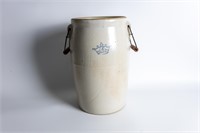 19th C. Salt Glazed Four-Gallon Crock with Handles