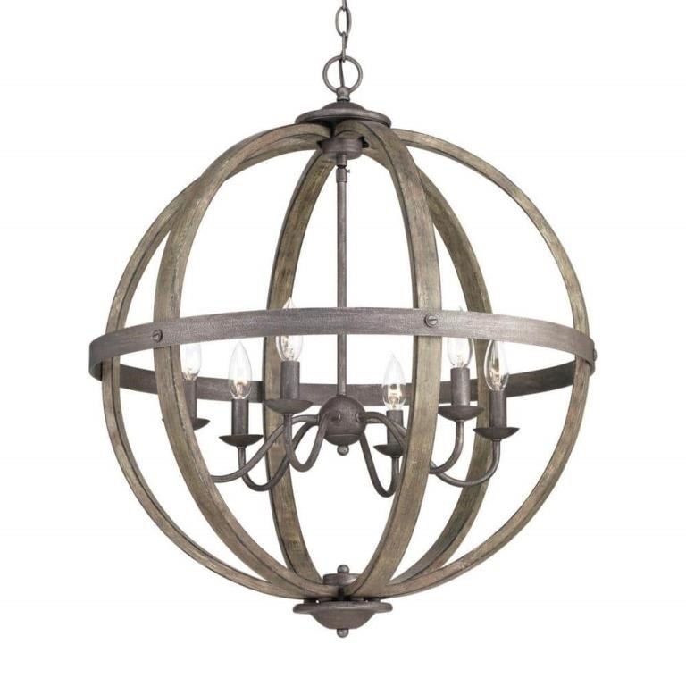 24.13 in. 6-Light Iron Chandelier