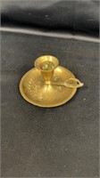 Brass candlestick holder w/ finger hole