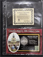 1965 Canada Silver Dollar Coin With Stamp- COA