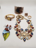 (HI) Costume Jewelry - Wrist Watch, Art Glass,