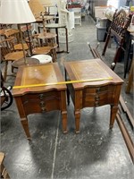 End Tables Leather Look Top & Drawer Pair
