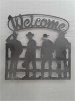 Metal Cowboy Welcome Sign